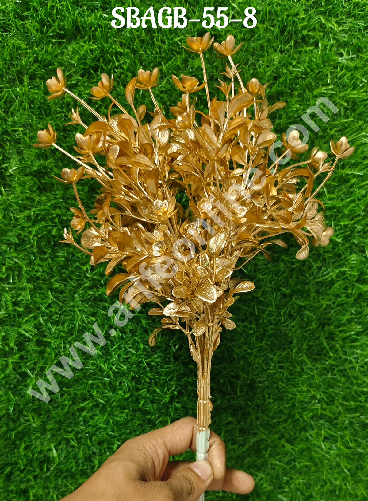 CAKE DECORβ’ Artificial Gold Glittered Small Leaf Plant Decorative Item For Cake Decoration- 1 Stick (SBAGB-55-8)