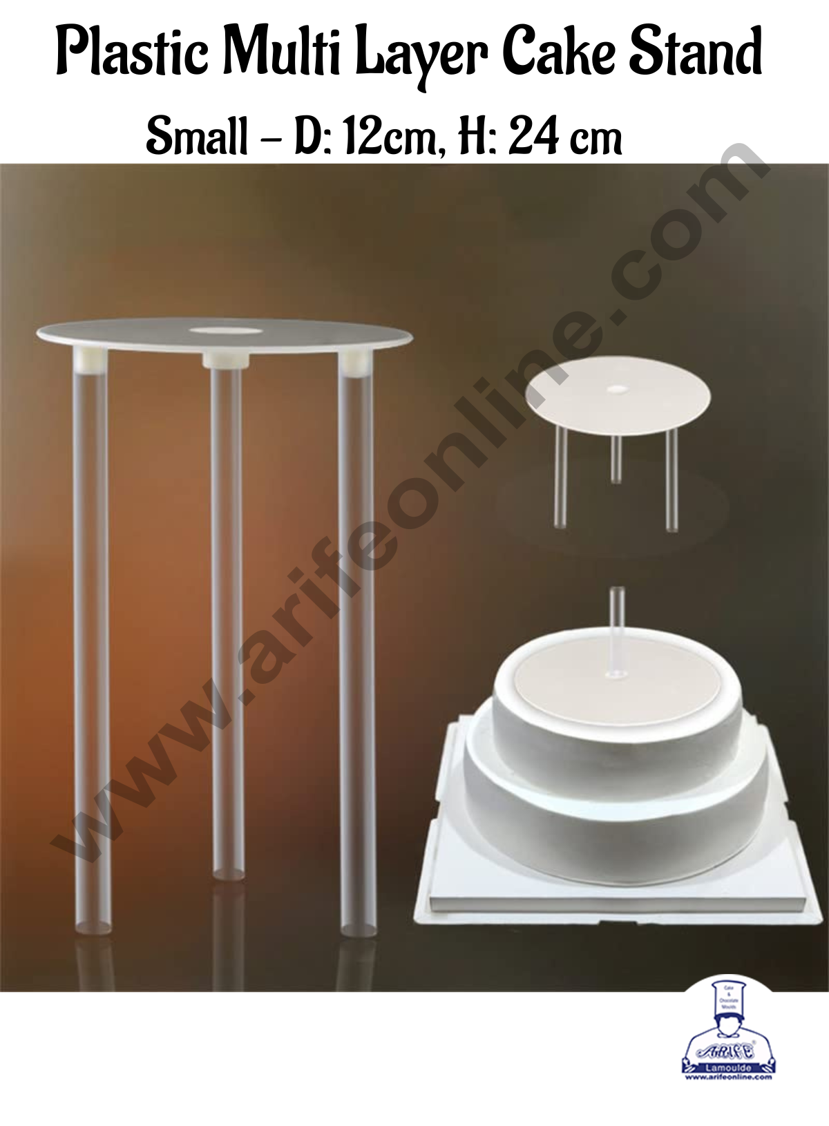 CAKE DECOR™ Small 12 cm Acrylic Cake Separator | Tier Cake Separator Plates with 3 Straws | Multi-Layer Cake Separator Stand