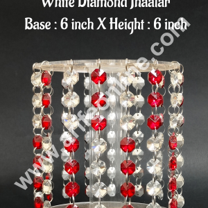 CAKE DECOR™ 6-Inch Acrylic Round Spacer with Red & White Diamond Jhaalar | Elegant Cake & Cupcake Decoration Stand/Spacer