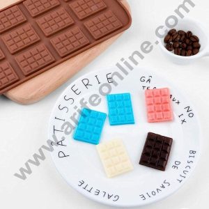 Cake Decor 12-Cavity Silicone Chocolate Mold - Thin Dairy Milk Brown for Ice Cream, Candy, and Desserts