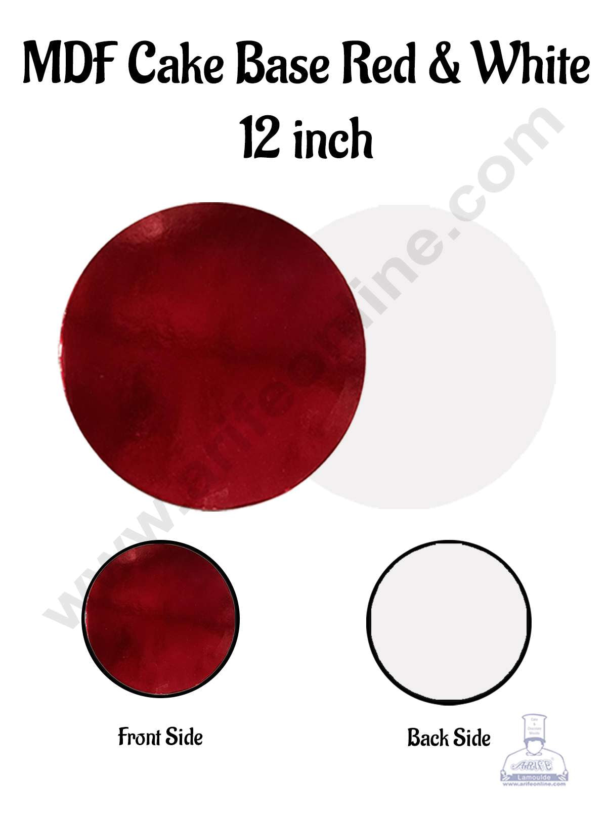 CAKE DECORβ’ MDF Cake Base 12 Inch Round - Red and White Color - 10 PCS