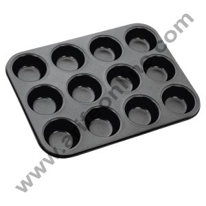 CAKE DECOR™ Non-Stick Aluminium 12-Cavity Muffin Tray – Perfect for Baking Muffins, Cupcakes, and More