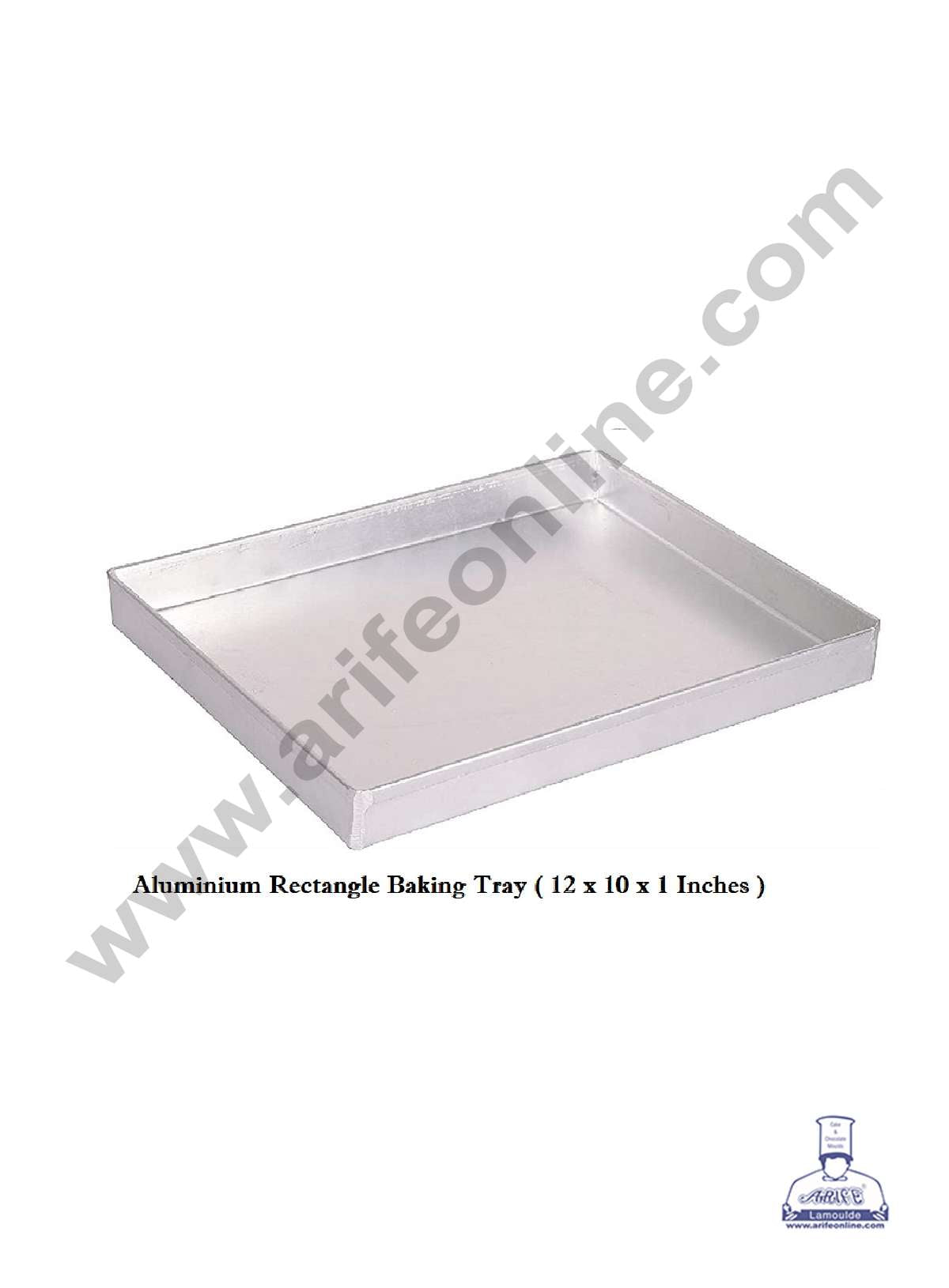 CAKE DECOR™ Aluminum Rectangle Cake Mould Baking Tray - (12 x 10 x 1 inches)