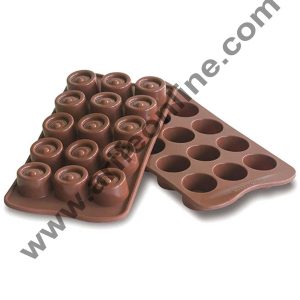Cake Decor Silicon 15 Cavity Round Crical Brown Chocolate Mould, Ice Mould, Chocolate Decorating Mould