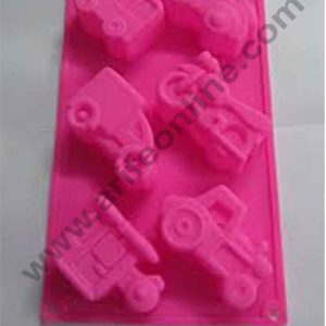 Cake Decor Silicone 6 Cavity Car Bike Jeep Bus Van Helicopter Design Muffin Mould Soap Mould (Output Weight : Approx 100 Grams)