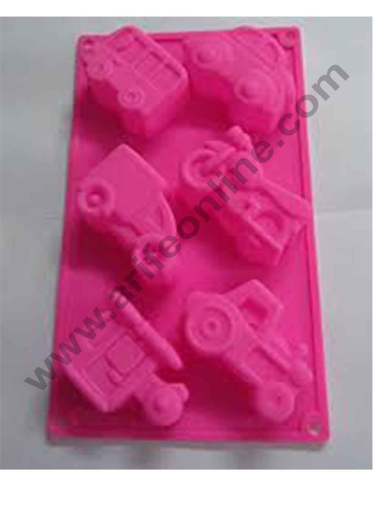 Cake Decor Silicone 6 Cavity Car Bike Jeep Bus Van Helicopter Design Muffin Mould Soap Mould (Output Weight : Approx 100 Grams)