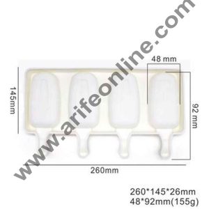 Cake Decor 4 Cavity Big White Classic Silicone Cakesicle Mould Popsicle Easy Ice Cream Bar Mould