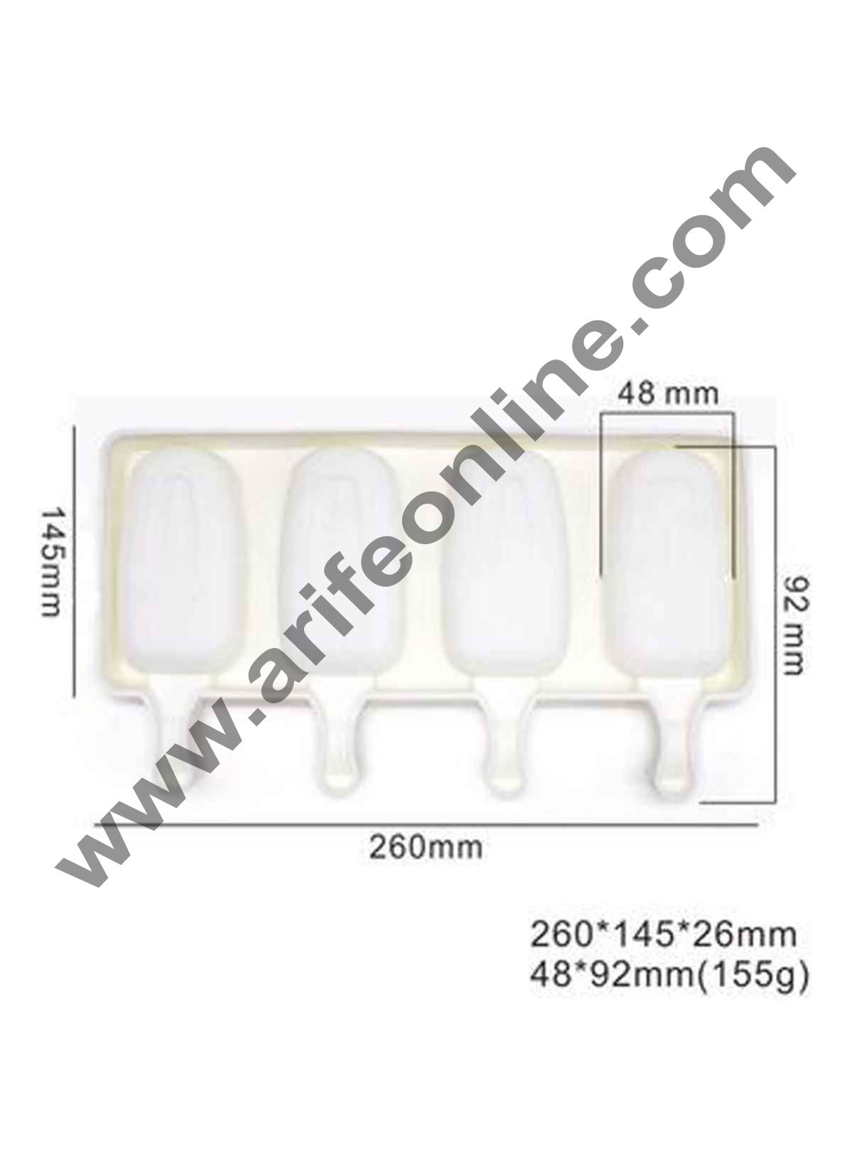 Cake Decor 4 Cavity Big White Classic Silicone Cakesicle Mould Popsicle Easy Ice Cream Bar Mould