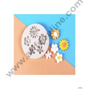Cake Decor Silicone 5 Cavity Flower Shape Fondant Marzipan Mould