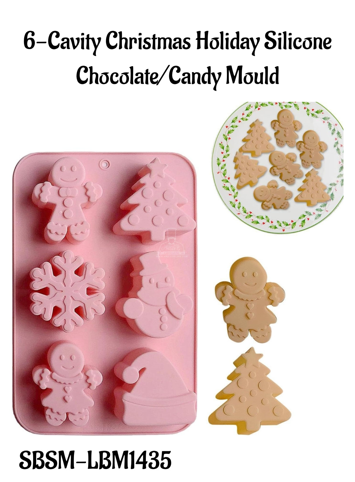 CAKE DECOR™ 6-Cavity Christmas Holiday Silicone Chocolate/Candy Mould - SBSM-LBM1435
