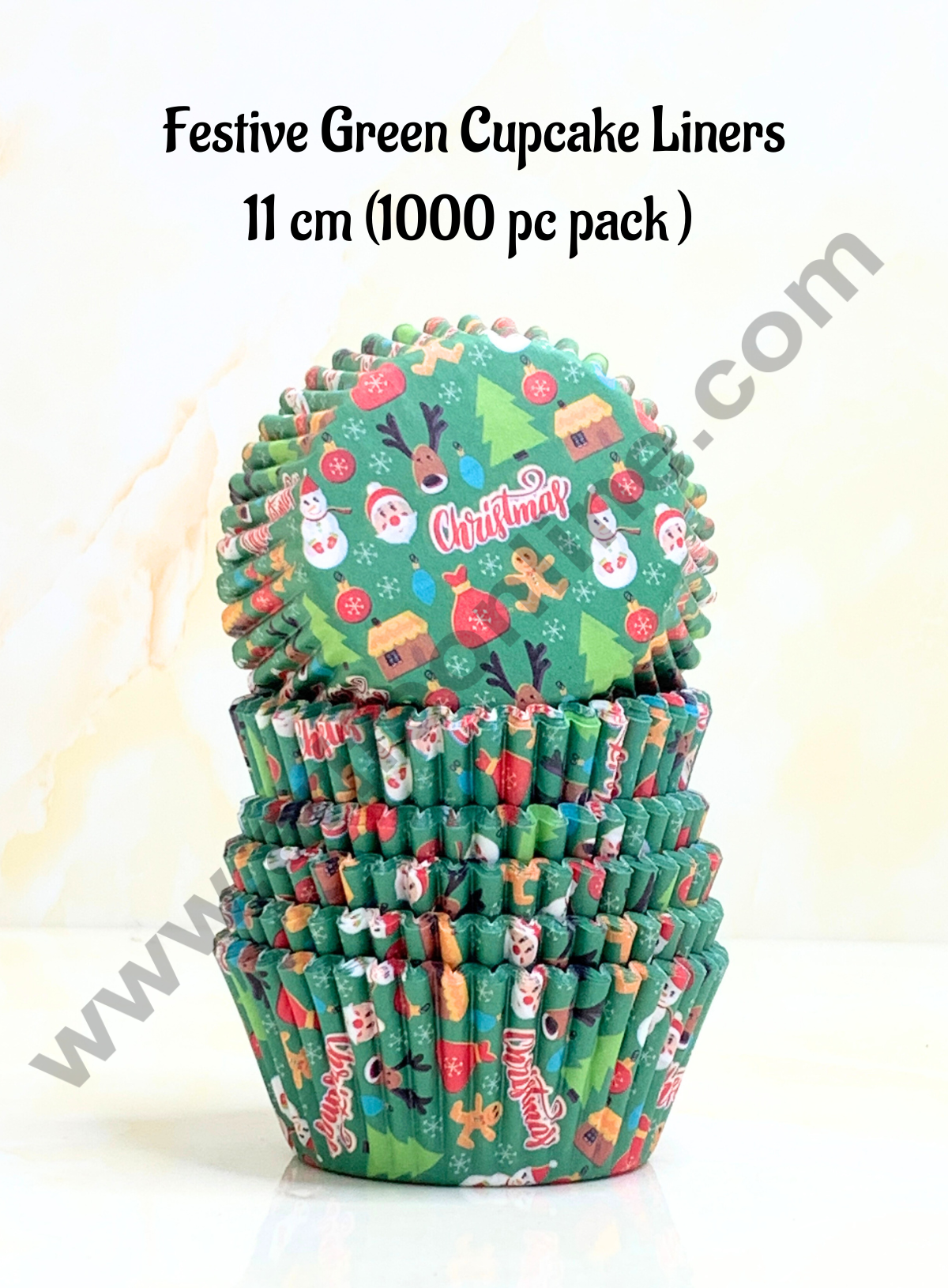 Cake Decorβ’ Festive Green Christmas Cupcake Liners - 11 cm | Baking Cups | Cupcake Mold Paper | Muffin Liners | 1000 pcs Pack