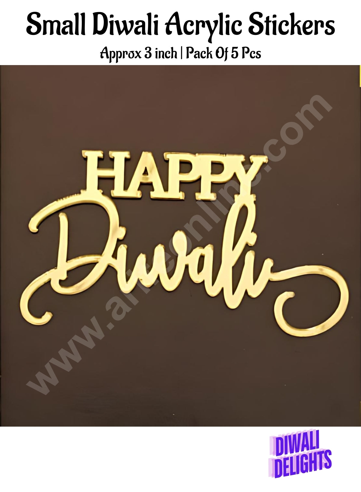 Cake Decor™ Small Diwali Acrylic Stickers For Hampers Cake and Cupcakes Toppers ( SBMT-DStick-005 )