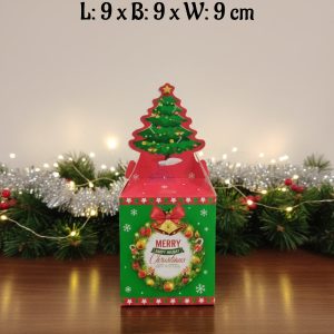 CAKE DECOR™ Mini Christmas Theme Treat Box - 07 | L: 9 x B: 9 x W: 9 cm |Gift Box | Candy Box | Cookies Box | Sweet Treats Box| SBBX-CT-07 (10 Pcs Pack)