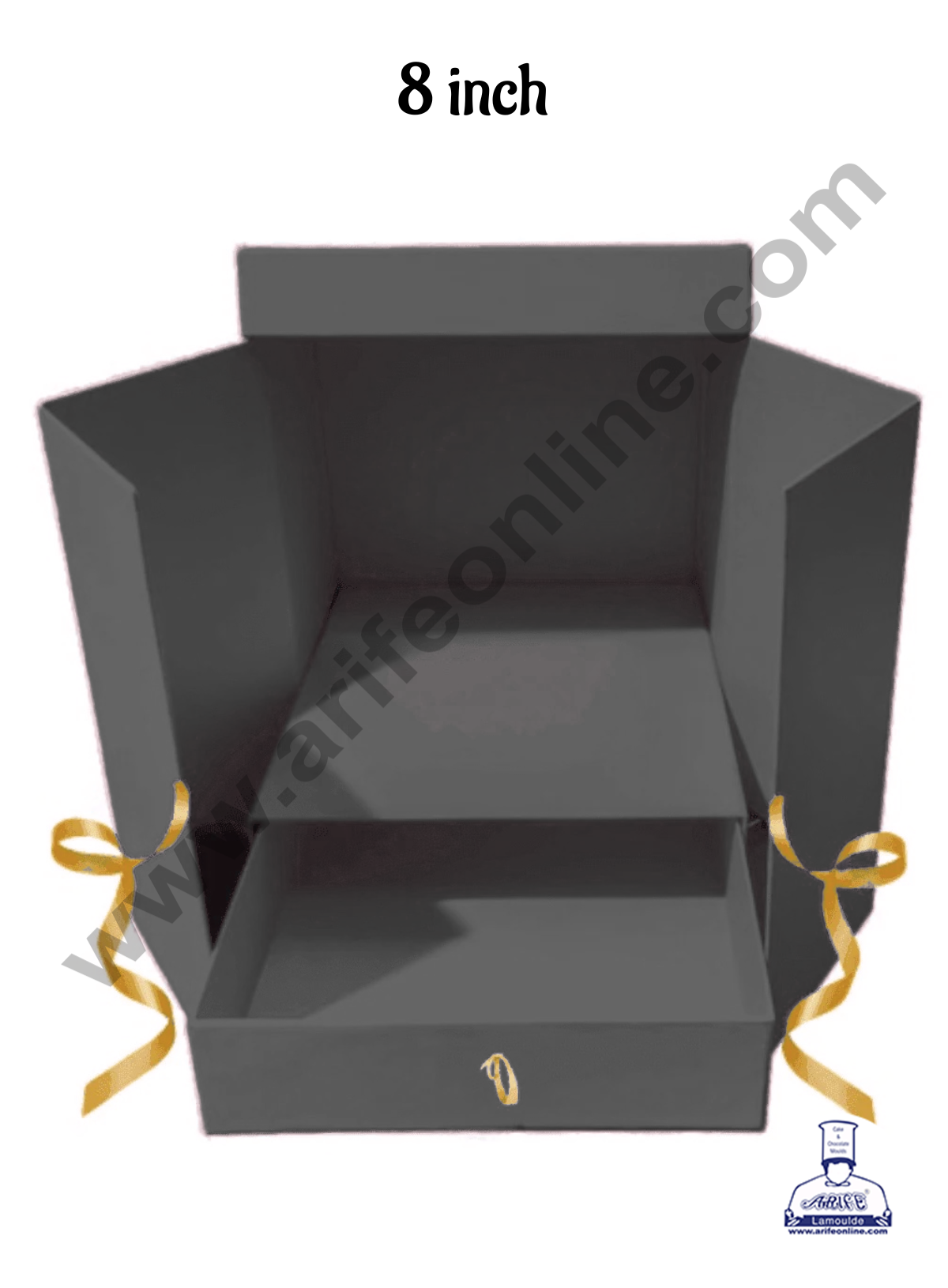 Cake Decor 8 Inch Surprise Cake Box Folding Style - Black
