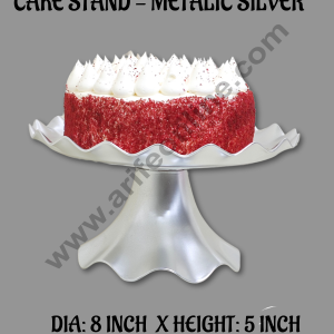 CAKE DECORβ’ Small Detachable Plastic Cake Stand Wave Side | Cupcake Stand | Display Stand - Metallic Silver