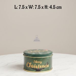 Cake Decor ™ Merry Christmas Tins Round Shape - 12 | L: 7.5 x W: 7.5 x H: 4.5 cm| Round Storage Containers Tins | 1 Pc Pack