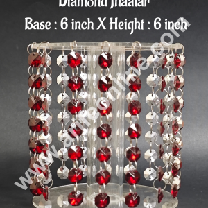 CAKE DECOR™ 6-Inch Acrylic Round Spacer with Red Diamond Jhaalar | Elegant Cake & Cupcake Decoration Stand/Spacer
