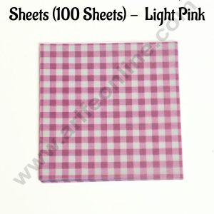 Printed Parchment Paper | Bento Box Liner | Grease Proof Paper | Wrap Paper -Light Pink Checks/Plaid Print (100 Sheets) CAKE DECOR™
