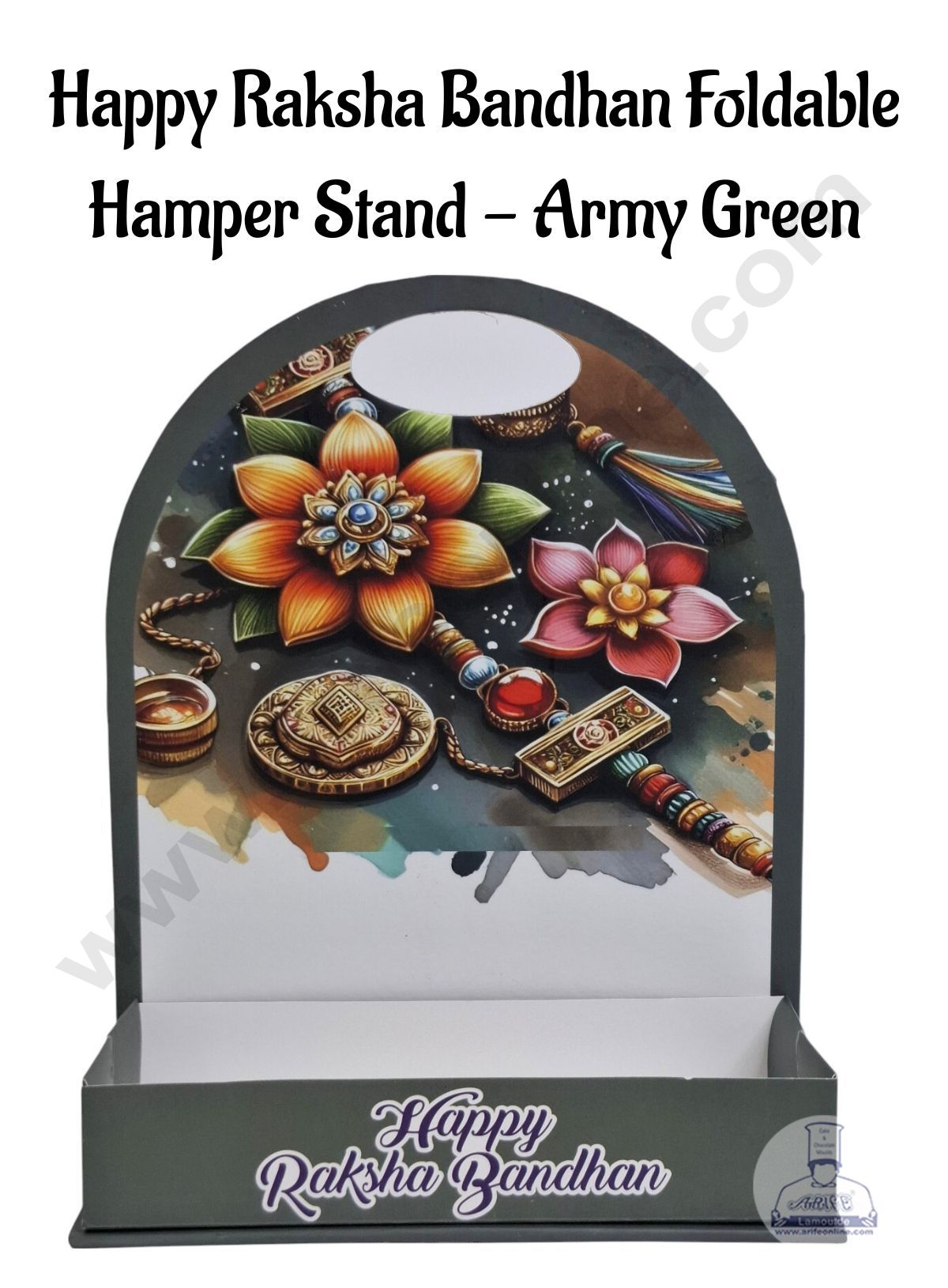 Happy Raksha Bandhan Foldable Hamper Stand -Army Green- CAKE DECORβ’