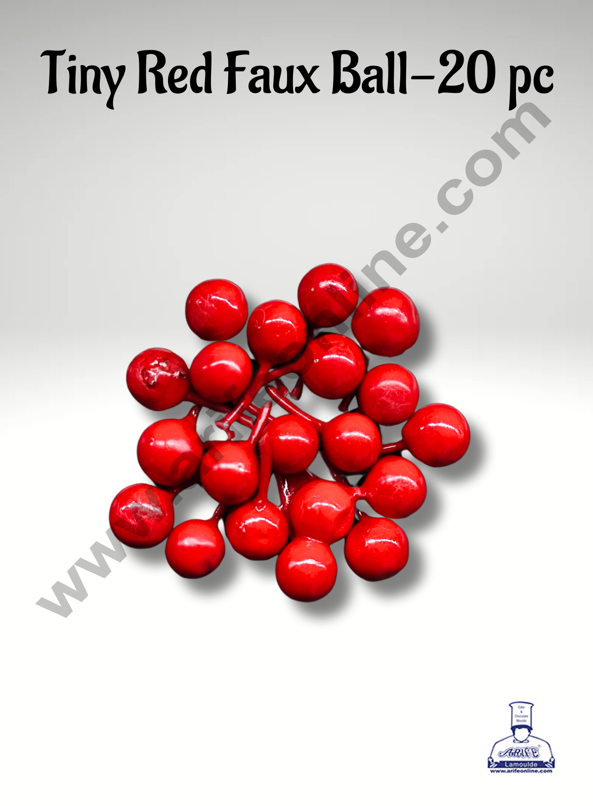 CAKE DECOR™ Tiny Red Faux Ball Topper For Cake and Cupcake Decoration - 20 pcs Pack