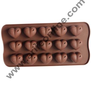 Cake Decor Silicon 15 Cavity Heart Design Brown Chocolate Mould, Ice Mould, Chocolate Decorating Mould