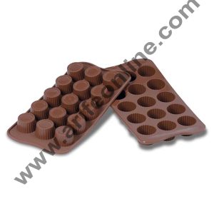 Cake Decor 15-Cavity Circle Shape Silicone Brown chocolate Moulds