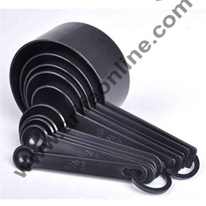 Cake Decor Baking Measurement Measuring Black Cups and Spoons Set - 10 Pieces Set