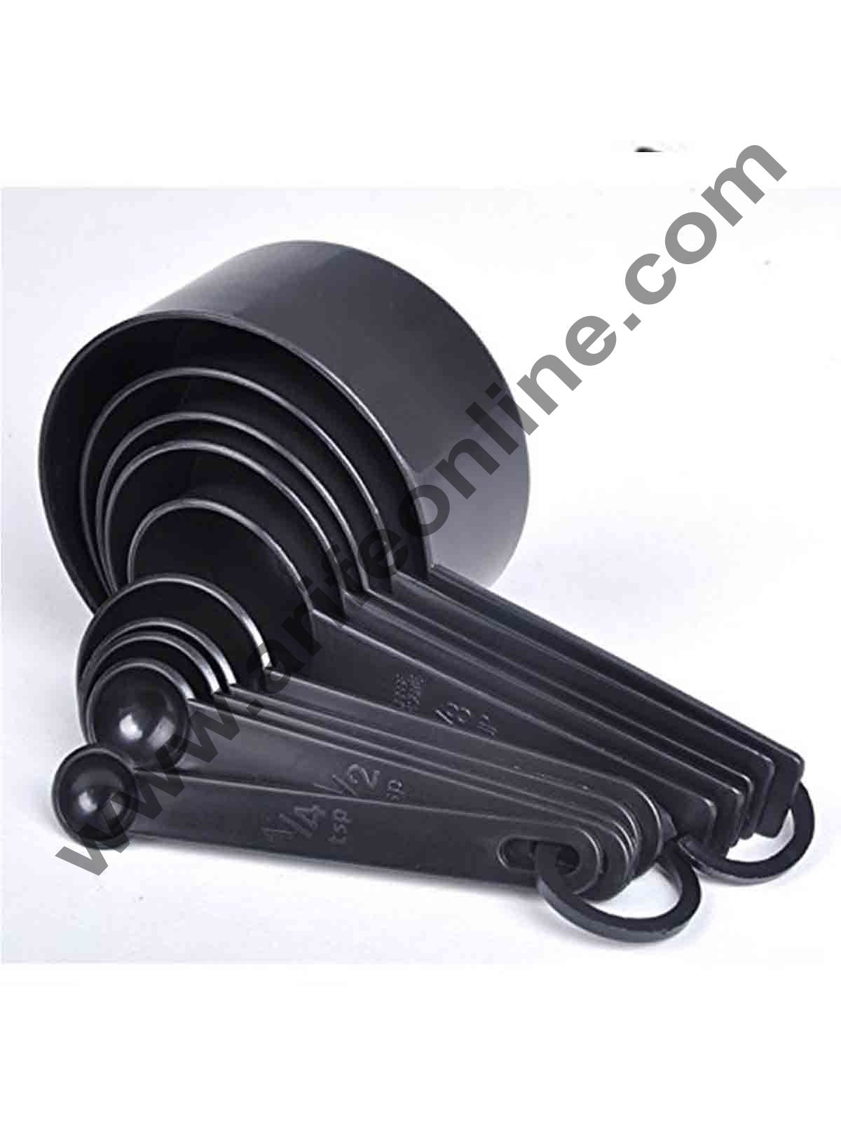 Cake Decor Baking Measurement Measuring Black Cups and Spoons Set - 10 Pieces Set