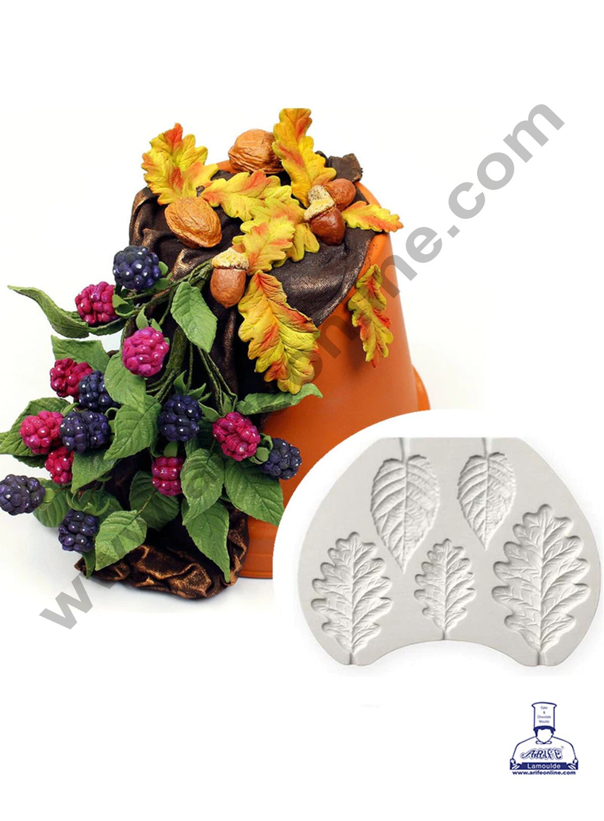 Cake Decor Silicone 5 Cavity Leaf Fondant Marzipan Mould