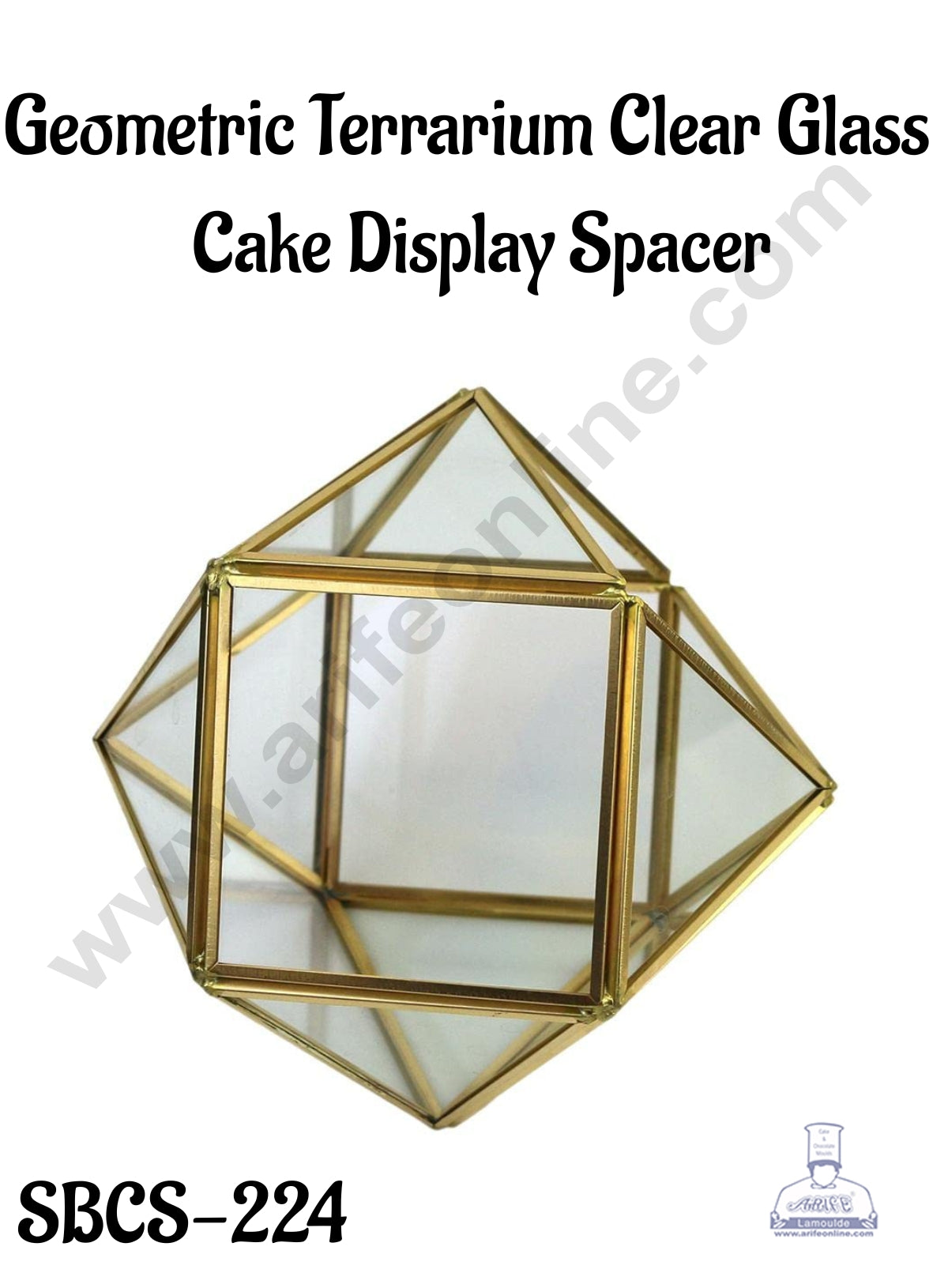 Geometric Terrarium Clear Glass Cake Display Spacer - 8.5 inch X 6 inch - CAKE DECORβ’
