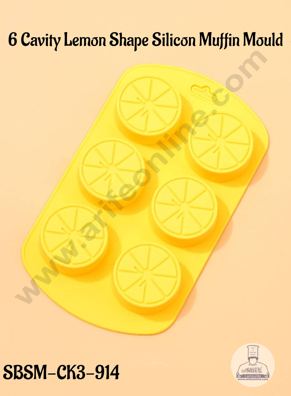 CAKE DECOR™ Silicon 6 Cavity Lemon Shape Muffin Cupcake Mould - SBSM-CK3-914