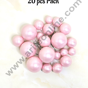 CAKE DECOR™ Pearl Finish Light Pink Faux Balls Topper For Cake and Cupcake Decoration - (20 Pcs Pack)