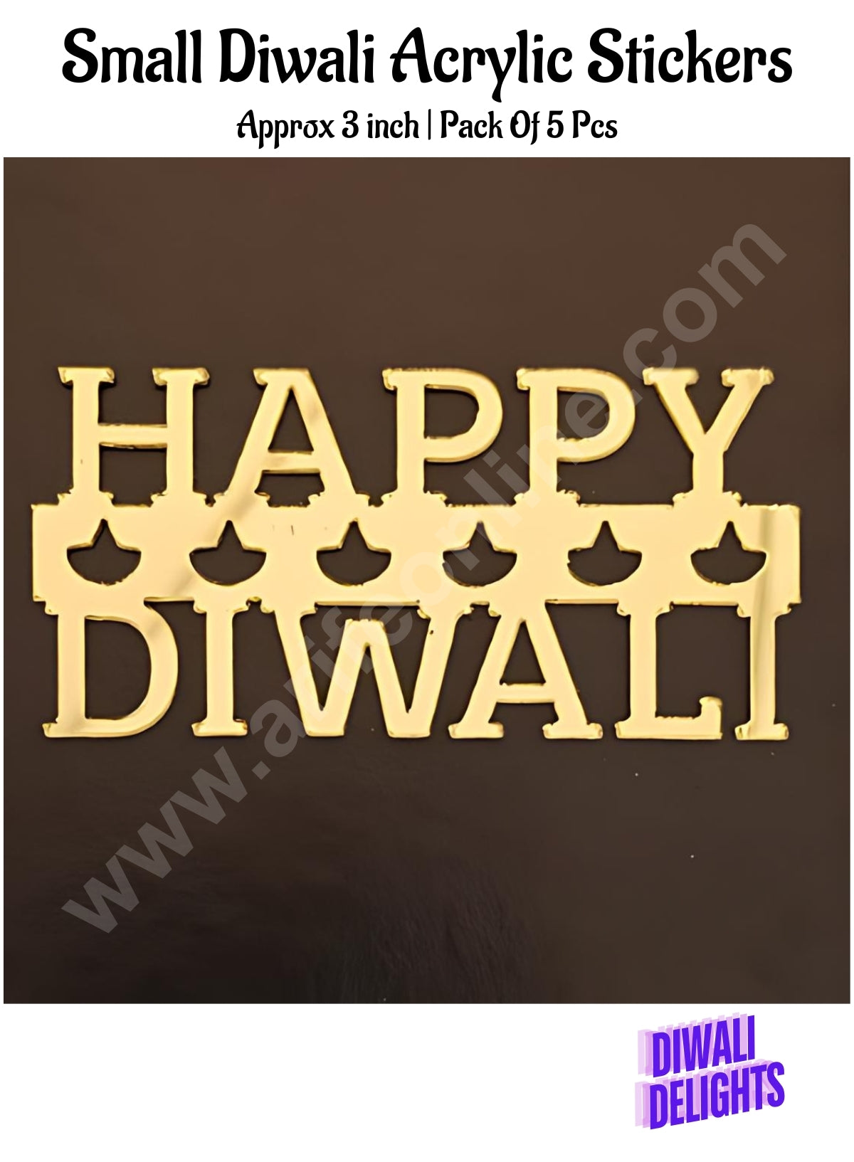 Cake Decor™ Small Diwali Acrylic Stickers For Hampers Cake and Cupcakes Toppers ( SBMT-DStick-006 )
