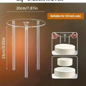 CAKE DECOR™ Big 20 cm Acrylic Cake Separator | Tier Cake Separator Plates with 3 Straws | Multi-Layer Cake Separator Stand