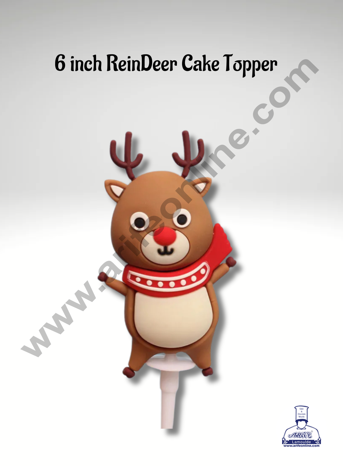 CAKE DECOR™ 6 inch Reindeer Cake Topper Cake Topper Rubber Cake Topper - 1 Piece