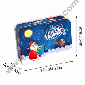 Cake Decor ™ Merry Christmas Tins Rectangle Shape - 04 | Rectangle Storage Containers Tins | 1 Pc Pack