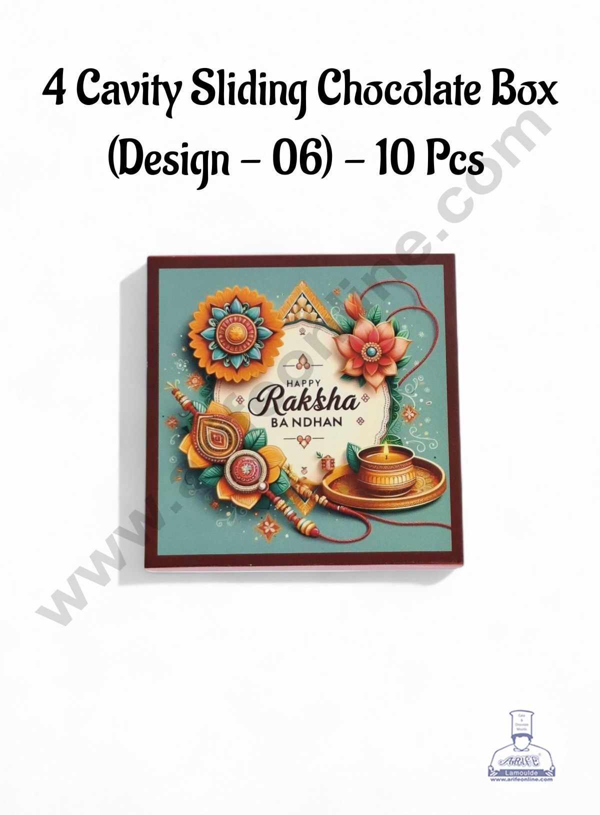 4 Cavity Raksha Bandhan Sliding Chocolate Box (Design - 06) Without Cavity (10 Pcs Pack) - CAKE DECORโข
