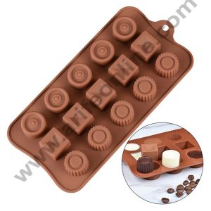 Cake Decor 15 Cavity Mix Square Round Frill Shape Chocolate Silicone Chocolate Mould