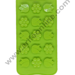 Cake Decor Silicon 15 Cavity Lily And Daisy Flower Shape Design Chocolate Mould Ice, Jelly Candy Mould