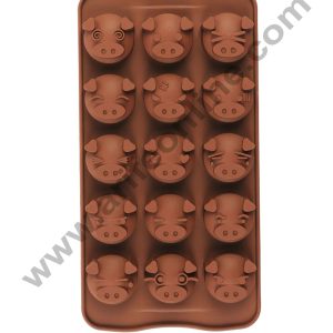 Cake Decor Silicon 15 Cavity Pig Face Shape Design Chocolate Mould Ice, Jelly Candy Mould