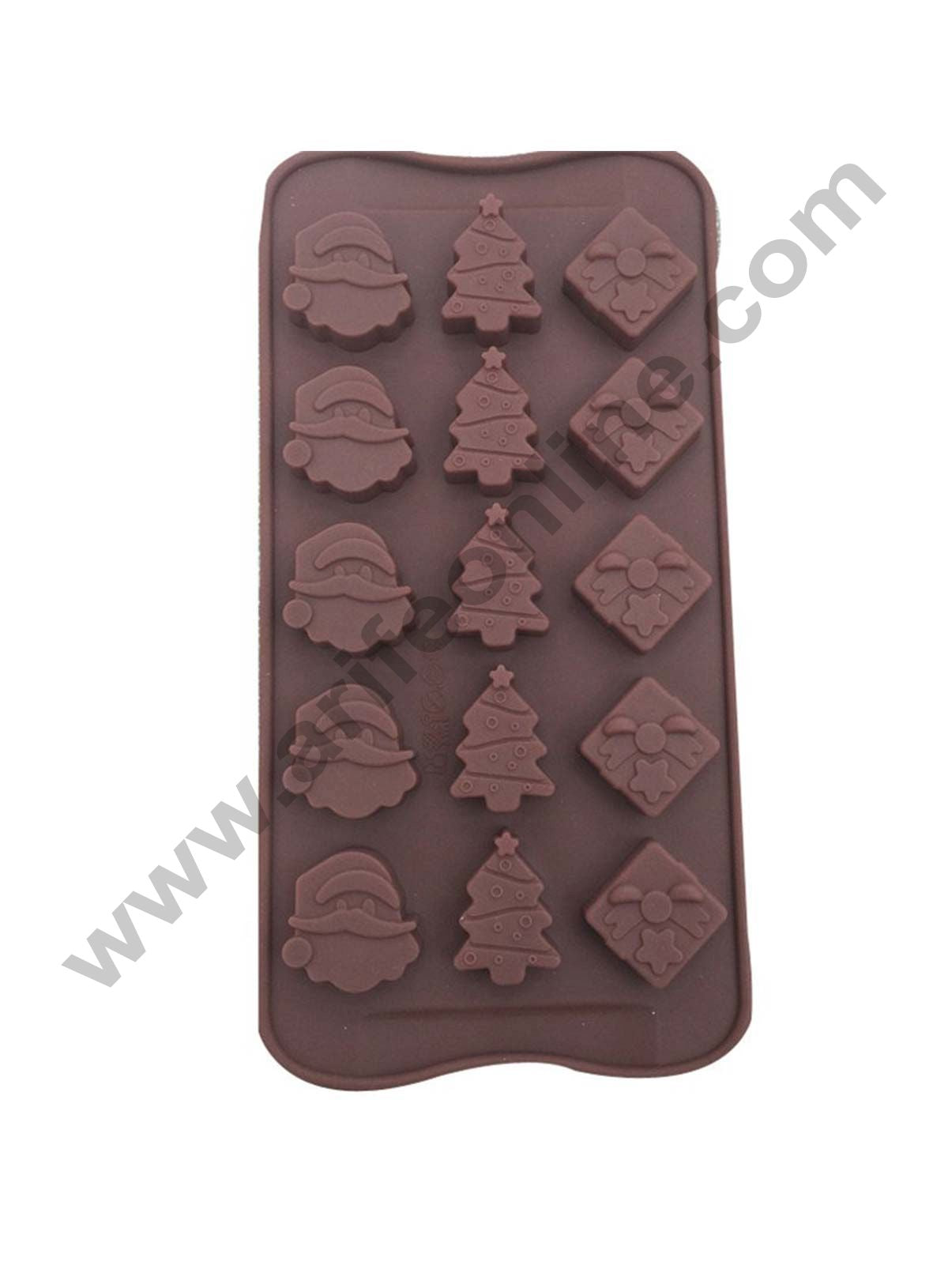 Cake Decor Silicon 15 Cavity Christmas Design Brown Chocolate Mould, Ice Mould, Chocolate Decorating Mould