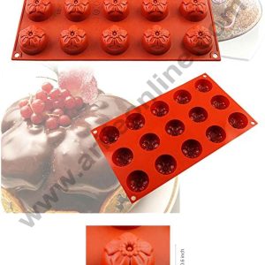 Cake Decor Silicon 15 cavity Flowers Shape Muffin Cupcake Mould