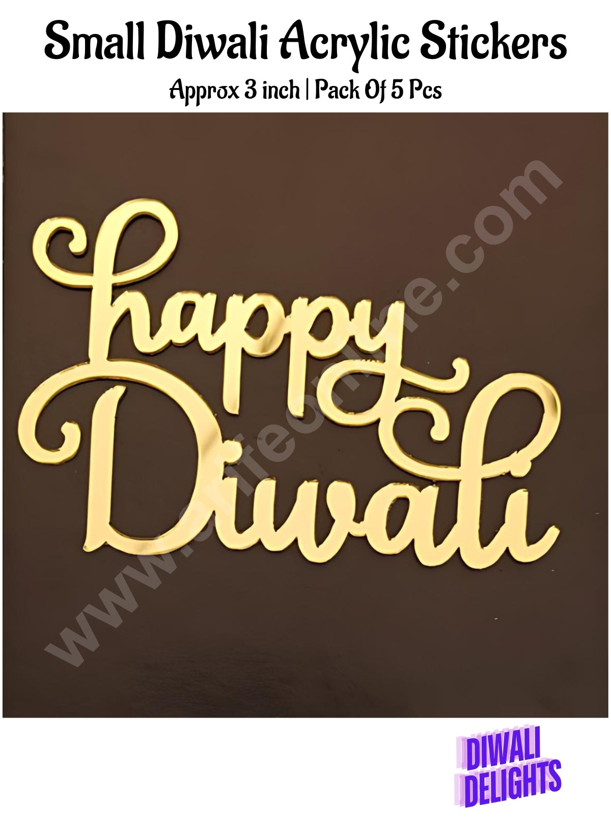 Cake Decor™ Small Diwali Acrylic Stickers For Hampers Cake and Cupcakes Toppers ( SBMT-DStick-007 )