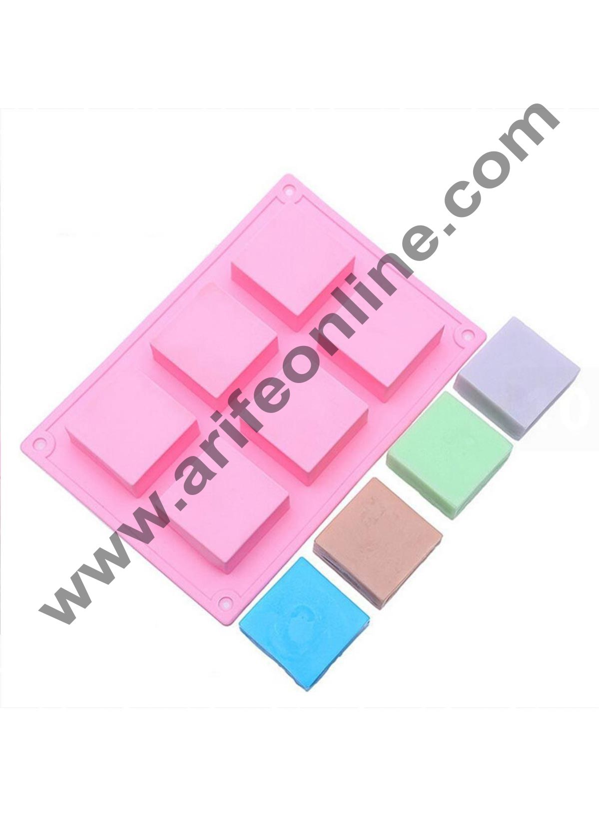 Cake Decor Silicone 6 Cavity Square Soap Mold