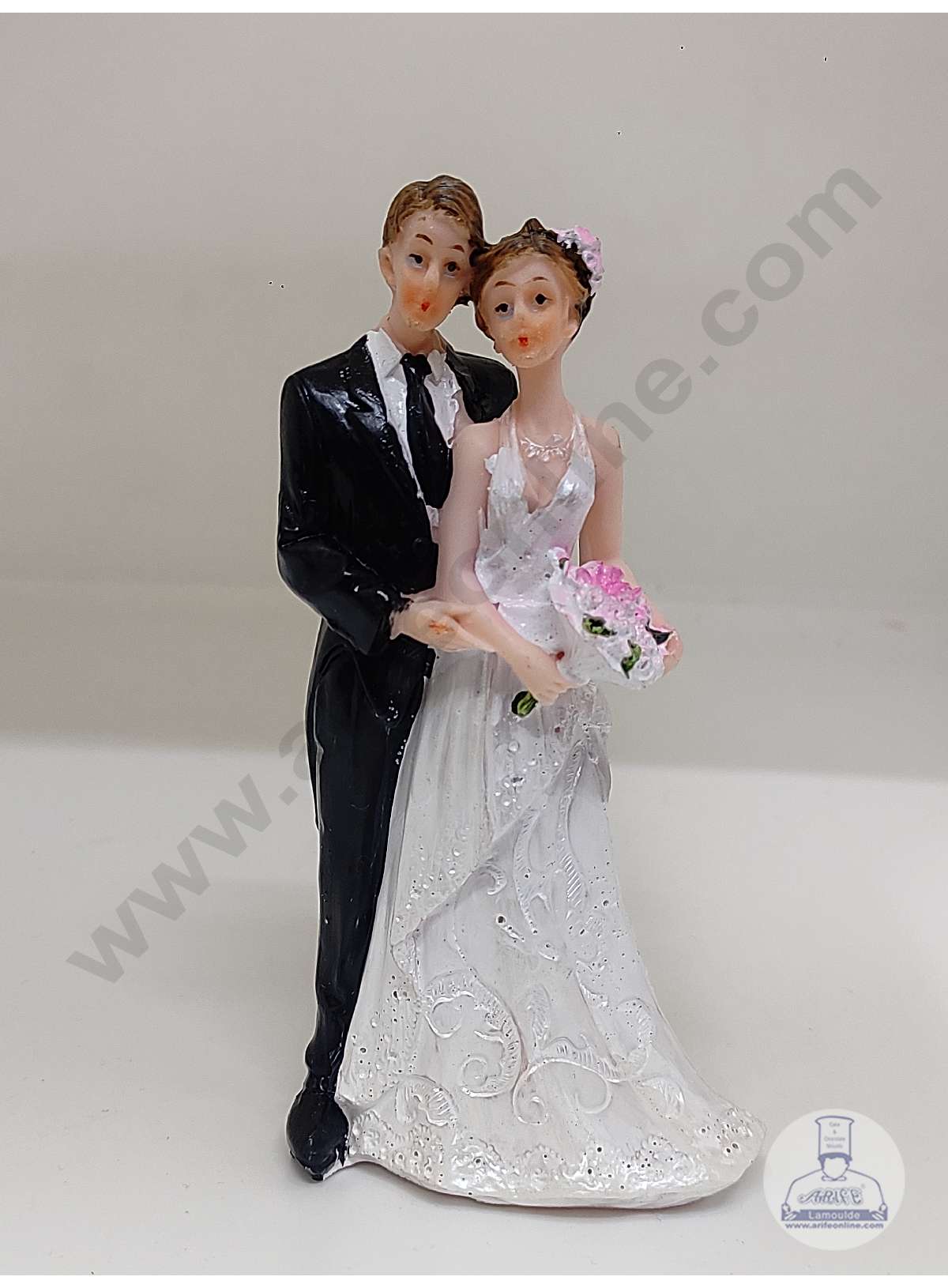 CAKE DECOR™ 1 Pcs Wedding Couple Cermaic Figure Cake Topper Decorations (SBCT-15424A-J)