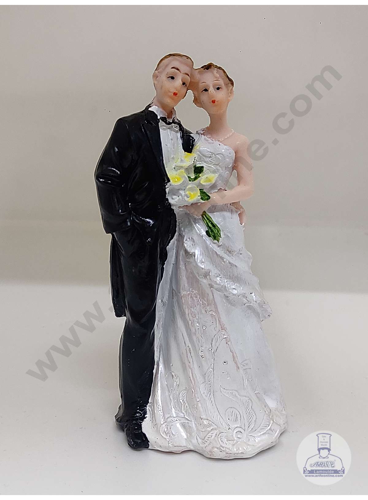 CAKE DECOR™ 1 Pcs Wedding Couple Cermaic Figure Cake Topper Decorations (SBCT-15424B-J)