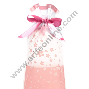Cake Decor ™ Small Pink Stars Plastic Drawstring Bag Treat With Ribbon (10 pc)