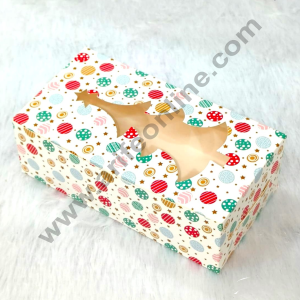 CAKE DECORβ’ White Christmas Tree Theme Plum Cake Box Clear Window, Plum Carriers β Small 250 g ( 10 Pcs Pack)
