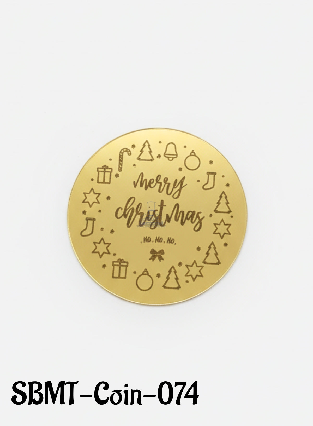 CAKE DECOR™ Acrylic Merry Christmas Coin Topper for Cake and Cupcakes ( SBMT-Coin-074)| 1 Piece |