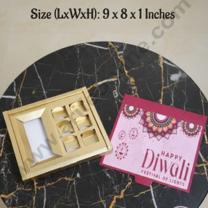 CAKE DECOR™ 6 cavity Diwali Chocolate Box With Cavity - Pink│ SBBX-Diwali-6-Pink│ 9 x 8 x 1 Inch │ 1 Pc Pack │
